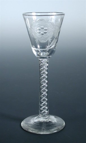 Lot 73 - An 18th century Jacobite air twist glass