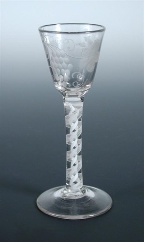 Lot 82 - An early George III opaque twist cordial glass