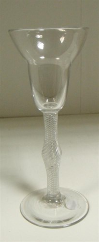Lot 83 - A mid 18th century pan topped wine glass