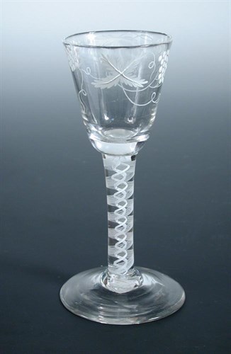 Lot 88 - A Beilby type opaque twist wine glass