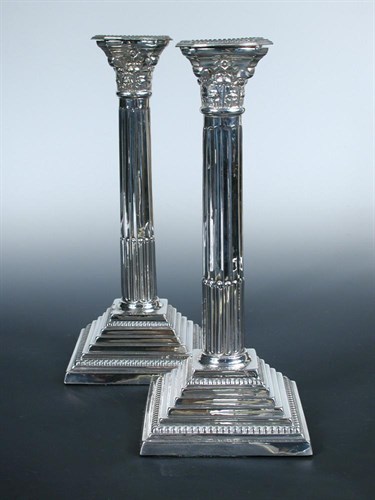 Lot 355 - A pair of modern silver candlesticks