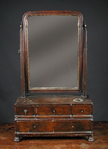 Lot 795 - A Queen Anne revival walnut dressing table...