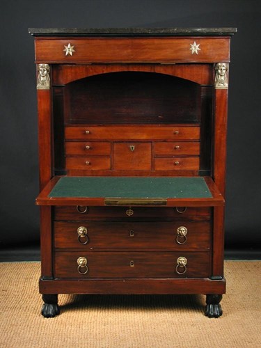 Lot 885 - A 19th century French Empire mahogany secretaire a abbatant