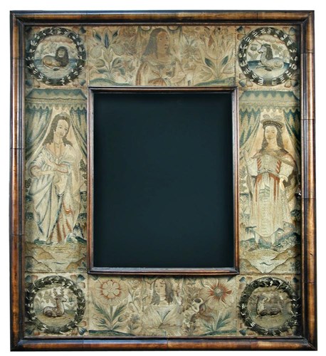 Lot 825 - A late 17th century stumpwork framed mirror, circa 1675