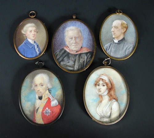 Lot 690 - By and attributed to Agnes S Pollack, five early 20th century portrait miniatures