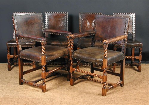 Lot 819 - A set of six walnut framed dining chairs, circa 1920